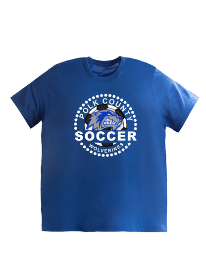Polk County Wolverines Soccer White Logo Short Sleeve Tee
